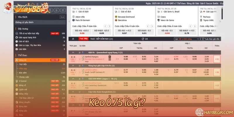 Cập nhật thông tin về kèo bóng đá phổ biến 0.75